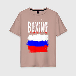Футболка оверсайз женская Бокс Россия, цвет: пыльно-розовый