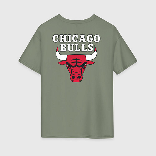 Женская футболка оверсайз CHICAGO BULLS НА СПИНЕ / Авокадо – фото 2