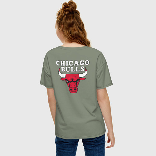 Женская футболка оверсайз CHICAGO BULLS НА СПИНЕ / Авокадо – фото 4