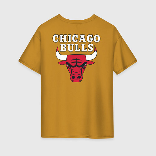 Женская футболка оверсайз CHICAGO BULLS НА СПИНЕ / Горчичный – фото 2