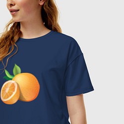Футболка оверсайз женская Апельсины, цвет: тёмно-синий — фото 2