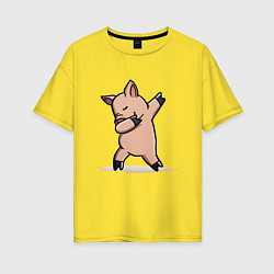 Женская футболка оверсайз Dabbing Pig