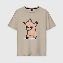 Женская футболка оверсайз Dabbing Pig