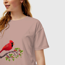Футболка оверсайз женская Красный кардинал, цвет: пыльно-розовый — фото 2