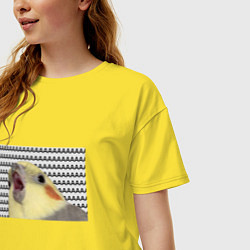 Футболка оверсайз женская Орущий попугай, цвет: желтый — фото 2
