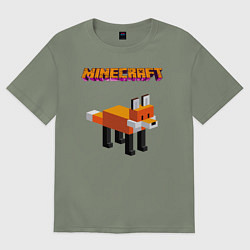 Футболка оверсайз женская Minecraft - лиса, цвет: авокадо
