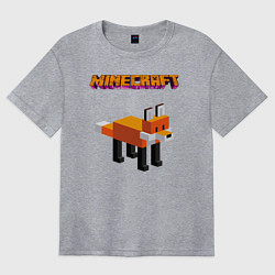 Футболка оверсайз женская Minecraft - лиса, цвет: меланж