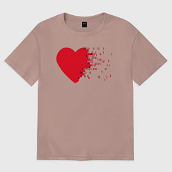 Футболка оверсайз женская Сердце, цвет: пыльно-розовый