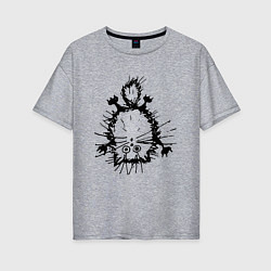 Футболка оверсайз женская Котик, цвет: меланж