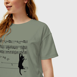 Футболка оверсайз женская Music cat, цвет: авокадо — фото 2