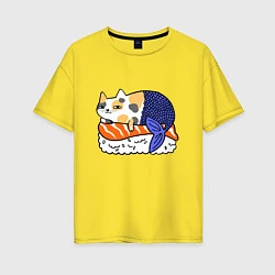 Футболка оверсайз женская Sushi Cat, цвет: желтый