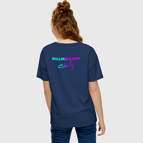 Женская футболка оверсайз BILLIE EILISH / Тёмно-синий – фото 4