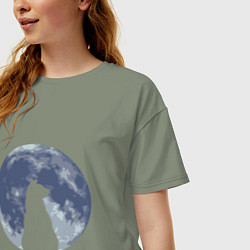 Футболка оверсайз женская Night Cat, цвет: авокадо — фото 2