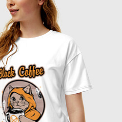 Футболка оверсайз женская Black Coffee Cat, цвет: белый — фото 2