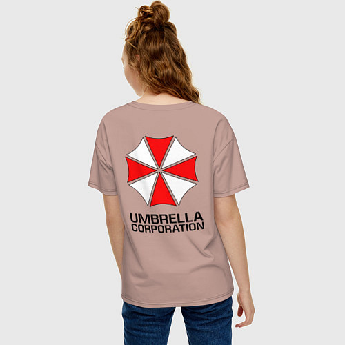 Женская футболка оверсайз UMBRELLA CORP / Пыльно-розовый – фото 4