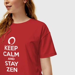 Футболка оверсайз женская Keep calm & stay Zen, цвет: красный — фото 2