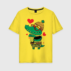 Женская футболка оверсайз Модный крокодил