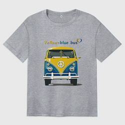 Футболка оверсайз женская Я люблю вас Yellow-blue bus, цвет: меланж