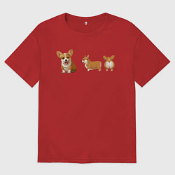Футболка оверсайз женская Корги, цвет: красный