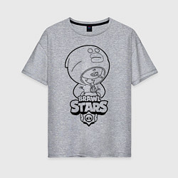 Женская футболка оверсайз Brawl Stars LEON раскраска