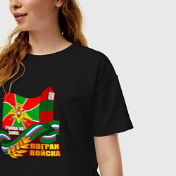 Футболка оверсайз женская Погран Войска, цвет: черный — фото 2