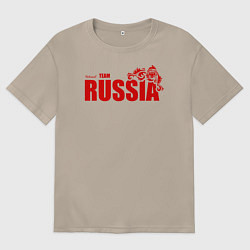 Футболка оверсайз женская Russia, цвет: миндальный