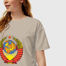 Футболка оверсайз женская Герб СССР, цвет: миндальный — фото 2