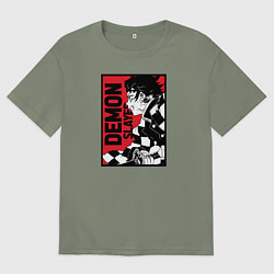 Футболка оверсайз женская KIMETSU NO YAIBA, цвет: авокадо