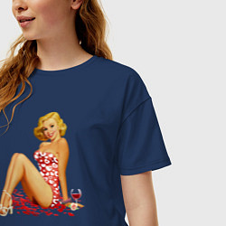 Футболка оверсайз женская Retro PinUp Girl, цвет: тёмно-синий — фото 2