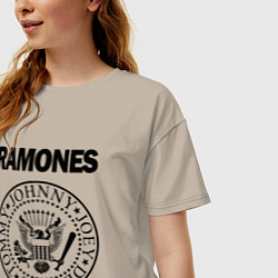 Футболка оверсайз женская RAMONES, цвет: миндальный — фото 2