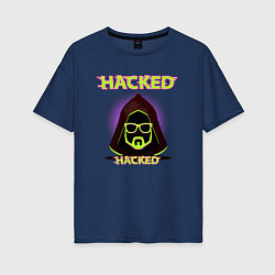 Футболка оверсайз женская Hacked, цвет: тёмно-синий