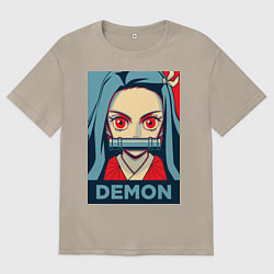 Футболка оверсайз женская Незуко Камадо, цвет: миндальный