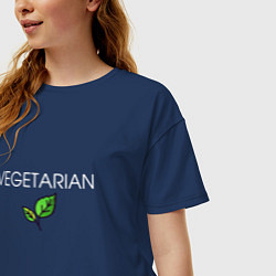 Футболка оверсайз женская VEGETARIAN, цвет: тёмно-синий — фото 2