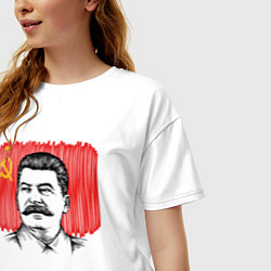 Футболка оверсайз женская Сталин и флаг СССР, цвет: белый — фото 2
