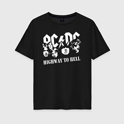 Футболка оверсайз женская ACDC Highway to Hell, цвет: черный