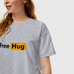 Футболка оверсайз женская FREE HUG, цвет: меланж — фото 2