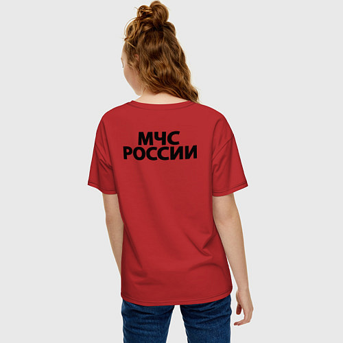 Женская футболка оверсайз МЧС России двусторонняя / Красный – фото 4