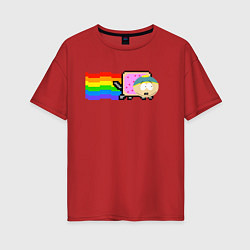 Женская футболка оверсайз Картман Nyan Cat