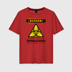 Футболка оверсайз женская Biohazard, цвет: красный