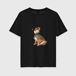 Женская футболка оверсайз Шерлокс холмс собака
