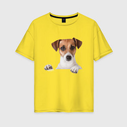 Футболка оверсайз женская Собака, цвет: желтый