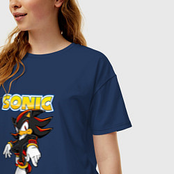 Футболка оверсайз женская Sonic, цвет: тёмно-синий — фото 2