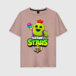 Футболка оверсайз женская BRAWL STARS SPIKE, цвет: пыльно-розовый