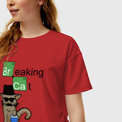 Футболка оверсайз женская Breaking Cat, цвет: красный — фото 2