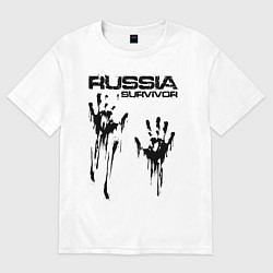 Футболка оверсайз женская Россия выживший, цвет: белый