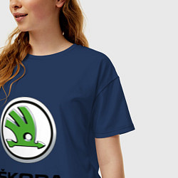 Футболка оверсайз женская SKODA, цвет: тёмно-синий — фото 2