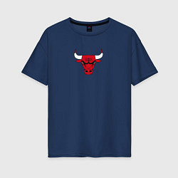 Футболка оверсайз женская CHICAGO BULLS, цвет: тёмно-синий