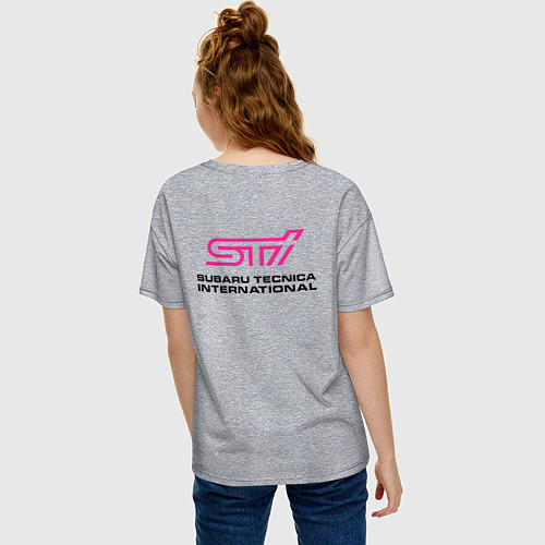 Женская футболка оверсайз SUBARU STI спина Z / Меланж – фото 4