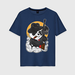Футболка оверсайз женская Panda Gangster, цвет: тёмно-синий