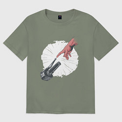 Футболка оверсайз женская Сотворение Адама - Мотоцикл, цвет: авокадо